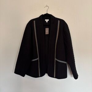 J Jill Pure Jill Elements Seersucker Quilted Open Jacket NWT